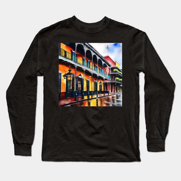 Memories of New Orleans - Bourbon Street Long Sleeve T-Shirt by Oldetimemercan